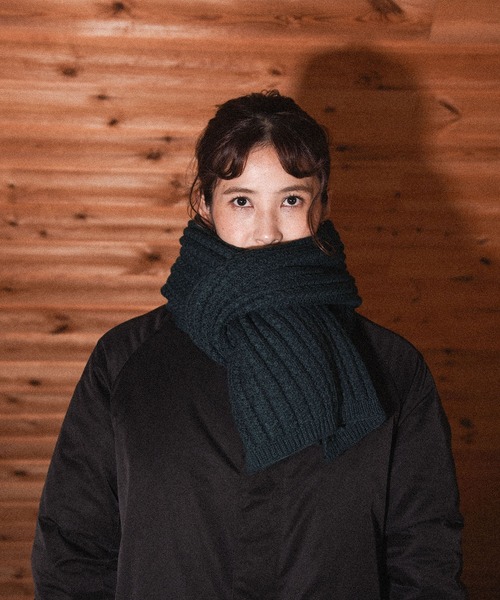 CALIFORNIA OUTFITTERS（カリフォルニア アウトフィッターズ）の「Z-2-SP 8E10　ワッフル ニット マフラー シンプル  ニット ジャガード マフラー ストール（マフラー・レディース・ナチュラル/ダークグリーン/グレー・ONE SIZE）」の16枚目の写真