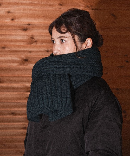 CALIFORNIA OUTFITTERS（カリフォルニア アウトフィッターズ）の「Z-2-SP 8E10　ワッフル ニット マフラー シンプル  ニット ジャガード マフラー ストール（マフラー・レディース・ナチュラル/ダークグリーン/グレー・ONE SIZE）」の17枚目の写真