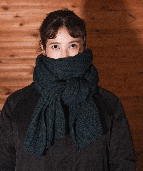 CALIFORNIA OUTFITTERS（カリフォルニア アウトフィッターズ）の「Z-2-SP 8E10　ワッフル ニット マフラー シンプル  ニット ジャガード マフラー ストール（マフラー・レディース・ナチュラル/ダークグリーン/グレー・ONE SIZE）」の21枚目の写真