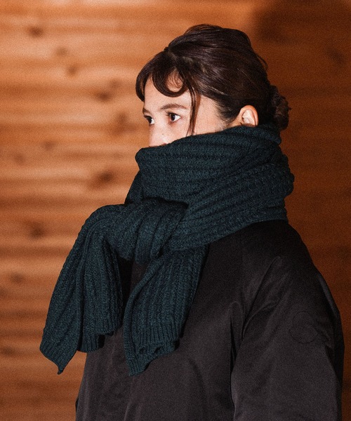 CALIFORNIA OUTFITTERS（カリフォルニア アウトフィッターズ）の「Z-2-SP 8E10　ワッフル ニット マフラー シンプル  ニット ジャガード マフラー ストール（マフラー・レディース・ナチュラル/ダークグリーン/グレー・ONE SIZE）」の22枚目の写真