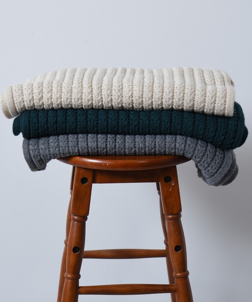 CALIFORNIA OUTFITTERS（カリフォルニア アウトフィッターズ）の「Z-2-SP 8E10　ワッフル ニット マフラー シンプル  ニット ジャガード マフラー ストール（マフラー・レディース・ナチュラル/ダークグリーン/グレー・ONE SIZE）」の14枚目の写真