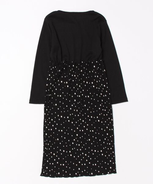 coca（coca）（コカ）の「キッズ ドット柄楊柳プリーツドッキングワンピース（ワンピース・キッズ・ブラック・140/130/110/120）」の2枚目の写真