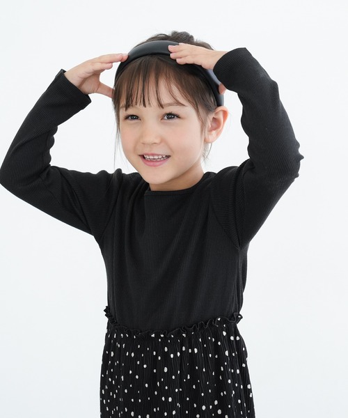 coca（coca）（コカ）の「キッズ ドット柄楊柳プリーツドッキングワンピース（ワンピース・キッズ・ブラック・140/130/110/120）」の3枚目の写真