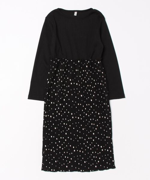 coca（coca）（コカ）の「キッズ ドット柄楊柳プリーツドッキングワンピース（ワンピース・キッズ・ブラック・140/130/110/120）」の9枚目の写真