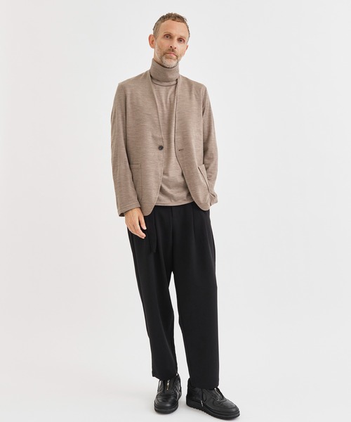 RAINMAKER(レインメーカー)の「【RAINMAKER/レインメーカー】WASHABLE-WOOL HIGH NECK SHIRT/ウォッシャブルウールハイネックシャツ(ニット/セーター・メンズ・ベージュ/ブラック・4/3)」の3枚目の写真