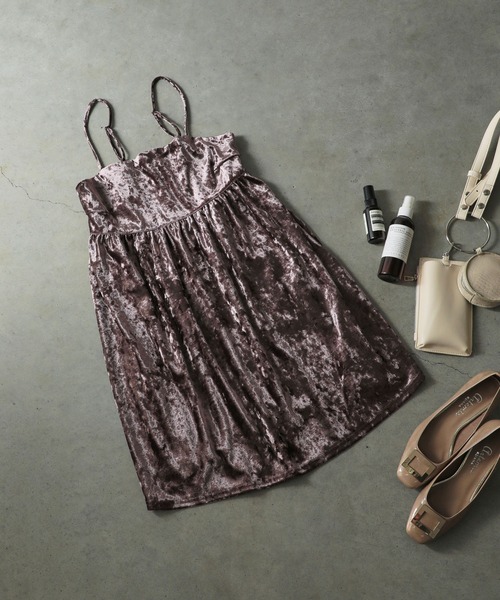 セール】☆ クラッシュベロアロングキャミ 31398A332（キャミソール