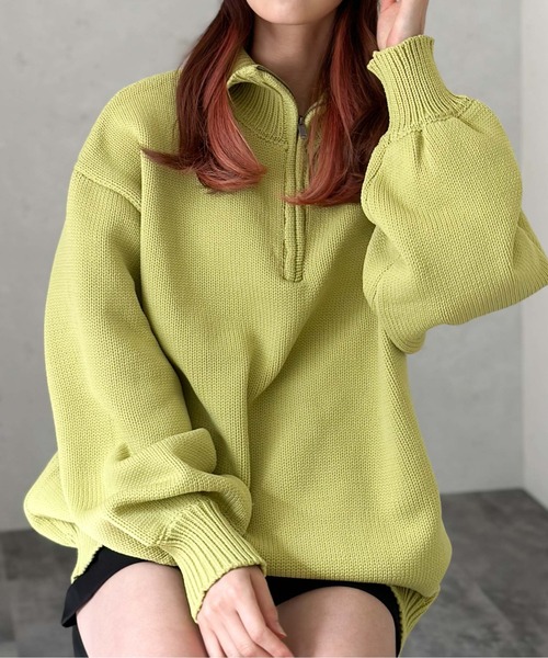 Per sist ence（パーシエンス）の「もちもちニット/ハーフジッププルオーバー（ニット/セーター・レディース・オフホワイト/イエロー/ブラック/パープル・FREE）」の4枚目の写真