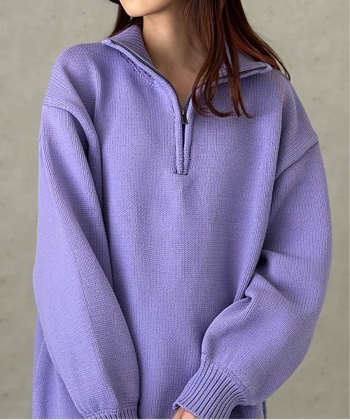 Per sist ence（パーシエンス）の「もちもちニット/ハーフジッププルオーバー（ニット/セーター・レディース・オフホワイト/イエロー/ブラック/パープル・FREE）」の6枚目の写真