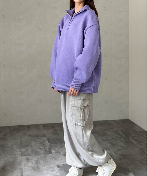 Per sist ence（パーシエンス）の「もちもちニット/ハーフジッププルオーバー（ニット/セーター・レディース・オフホワイト/イエロー/ブラック/パープル・FREE）」の7枚目の写真