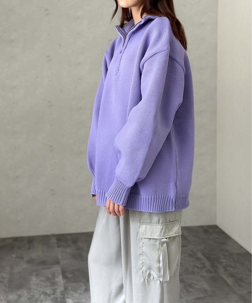 Per sist ence（パーシエンス）の「もちもちニット/ハーフジッププルオーバー（ニット/セーター・レディース・オフホワイト/イエロー/ブラック/パープル・FREE）」の9枚目の写真