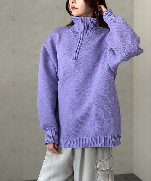 Per sist ence（パーシエンス）の「もちもちニット/ハーフジッププルオーバー（ニット/セーター・レディース・オフホワイト/イエロー/ブラック/パープル・FREE）」の10枚目の写真