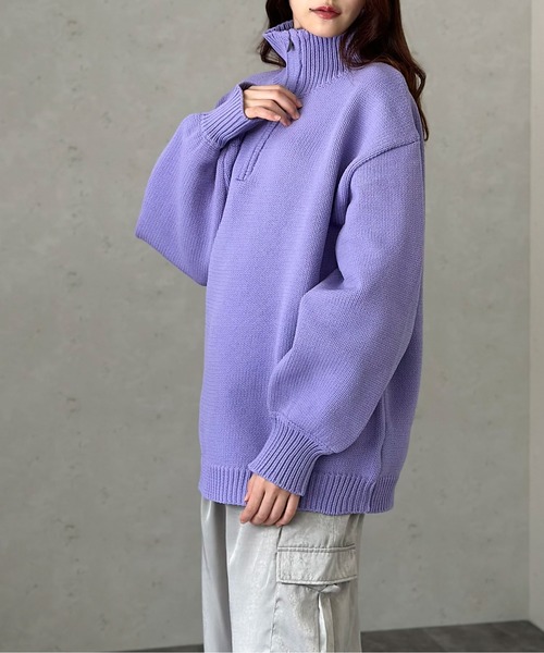 Per sist ence（パーシエンス）の「もちもちニット/ハーフジッププルオーバー（ニット/セーター・レディース・オフホワイト/イエロー/ブラック/パープル・FREE）」の13枚目の写真