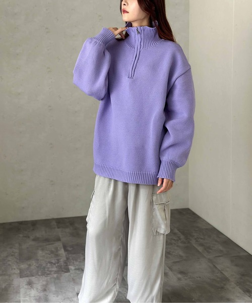 Per sist ence（パーシエンス）の「もちもちニット/ハーフジッププルオーバー（ニット/セーター・レディース・オフホワイト/イエロー/ブラック/パープル・FREE）」の14枚目の写真