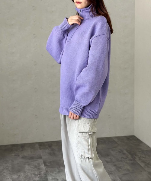 Per sist ence（パーシエンス）の「もちもちニット/ハーフジッププルオーバー（ニット/セーター・レディース・オフホワイト/イエロー/ブラック/パープル・FREE）」の15枚目の写真