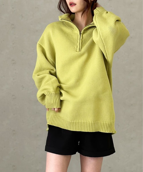 Per sist ence（パーシエンス）の「もちもちニット/ハーフジッププルオーバー（ニット/セーター・レディース・オフホワイト/イエロー/ブラック/パープル・FREE）」の20枚目の写真