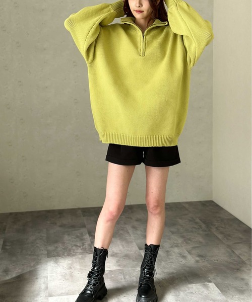 Per sist ence（パーシエンス）の「もちもちニット/ハーフジッププルオーバー（ニット/セーター・レディース・オフホワイト/イエロー/ブラック/パープル・FREE）」の21枚目の写真