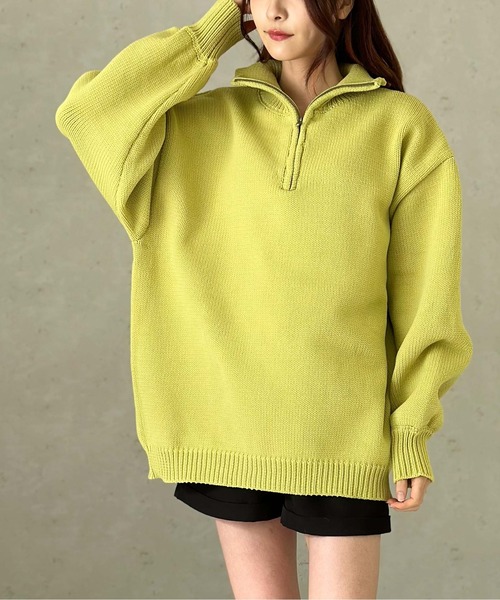 Per sist ence（パーシエンス）の「もちもちニット/ハーフジッププルオーバー（ニット/セーター・レディース・オフホワイト/イエロー/ブラック/パープル・FREE）」の22枚目の写真