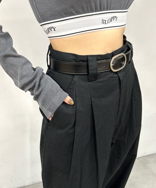 WHO'S WHO gallery（フーズフーギャラリー）の「2タックワイドパンツ（スラックス・レディース・オフホワイト/ネイビー/ブラック・FREE）」の8枚目の写真