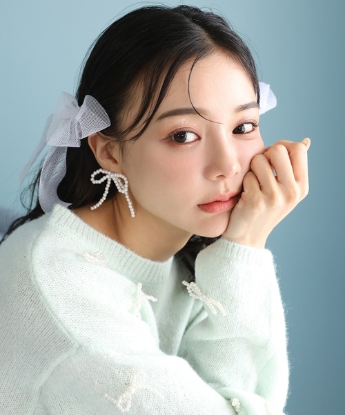 one after another NICE CLAUP（ワンアフターアナザーナイスクラップ）の「【ribbon collection】 パールリボンピアス（ピアス（両耳用）・レディース・アイボリー・FREE）」の4枚目の写真