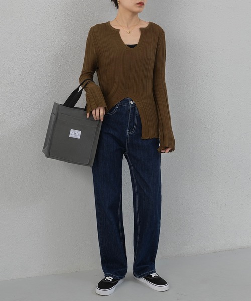 LA VORAGINE(ラ ヴォラジネ)の「【保温・保冷】外ポケット トートランチバッグ/お弁当袋(お弁当箱・レディース・グレー/ブラック・FREE)」の7枚目の写真