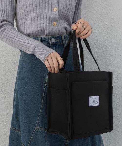 LA VORAGINE(ラ ヴォラジネ)の「【保温・保冷】外ポケット トートランチバッグ/お弁当袋(お弁当箱・レディース・グレー/ブラック・FREE)」の9枚目の写真