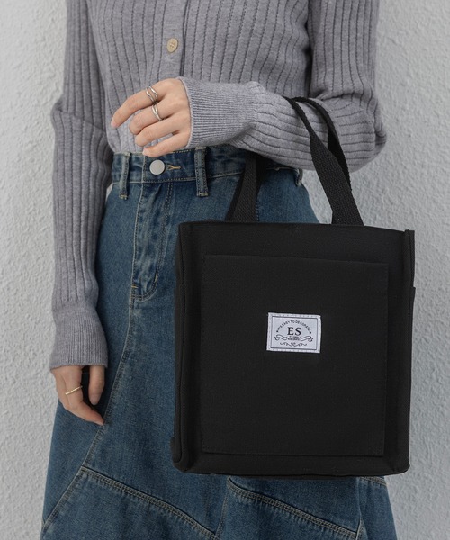 LA VORAGINE(ラ ヴォラジネ)の「【保温・保冷】外ポケット トートランチバッグ/お弁当袋(お弁当箱・レディース・グレー/ブラック・FREE)」の10枚目の写真