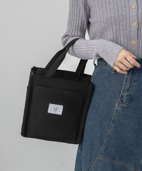 LA VORAGINE(ラ ヴォラジネ)の「【保温・保冷】外ポケット トートランチバッグ/お弁当袋(お弁当箱・レディース・グレー/ブラック・FREE)」の12枚目の写真