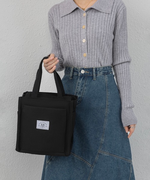 LA VORAGINE(ラ ヴォラジネ)の「【保温・保冷】外ポケット トートランチバッグ/お弁当袋(お弁当箱・レディース・グレー/ブラック・FREE)」の13枚目の写真