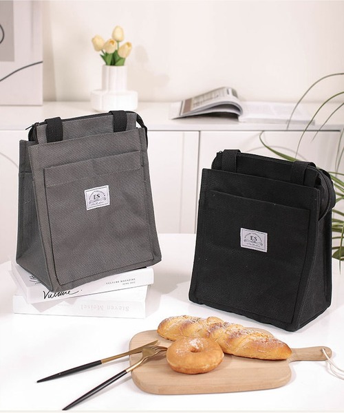 LA VORAGINE(ラ ヴォラジネ)の「【保温・保冷】外ポケット トートランチバッグ/お弁当袋(お弁当箱・レディース・グレー/ブラック・FREE)」の14枚目の写真