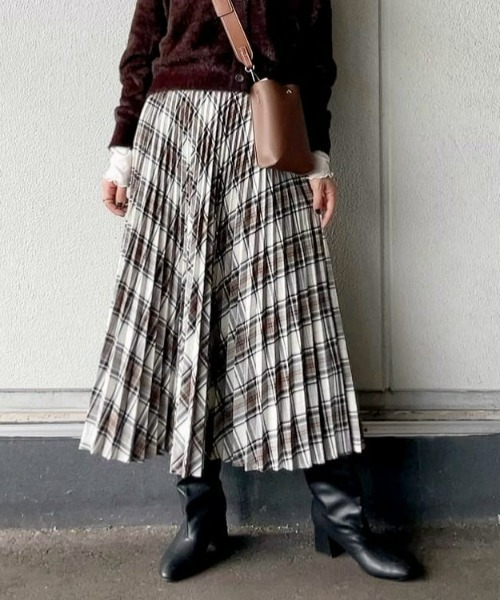 HONEYSUCKLE ROSE（ハニーサックルローズ）の「【HONEYSUCKLE ROSE】チェック柄プリーツスカート（スカート・レディース・グリーン/オフホワイト・M/L）」の2枚目の写真