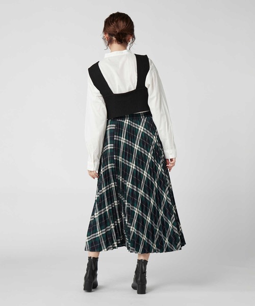 HONEYSUCKLE ROSE（ハニーサックルローズ）の「【HONEYSUCKLE ROSE】チェック柄プリーツスカート（スカート・レディース・グリーン/オフホワイト・M/L）」の11枚目の写真