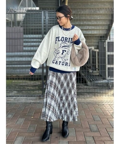 O'NEIL OF DUBLIN チェック柄プリーツスカート 36 グリーン系 O'NEIL