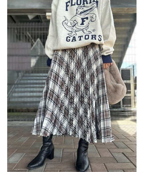 HONEYSUCKLE ROSE（ハニーサックルローズ）の「【HONEYSUCKLE ROSE】チェック柄プリーツスカート（スカート・レディース・グリーン/オフホワイト・M/L）」の22枚目の写真