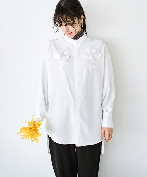 @ ノコ オーノOHNO NOKO 花柄 刺繍 ブラウス シャツ 半袖 b12324ko-02.jpg