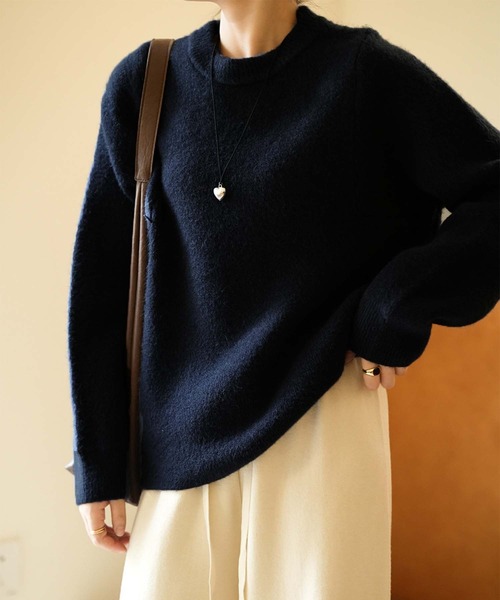 OSYAREVO(オシャレボ)の「クルーネック ニット トップス(ニット/セーター・レディース・チャコール/ブラウン/ベージュ/ネイビー/アイボリー・FREE)」の5枚目の写真