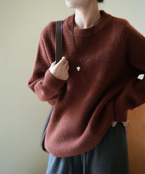 OSYAREVO(オシャレボ)の「クルーネック ニット トップス(ニット/セーター・レディース・チャコール/ブラウン/ベージュ/ネイビー/アイボリー・FREE)」の4枚目の写真