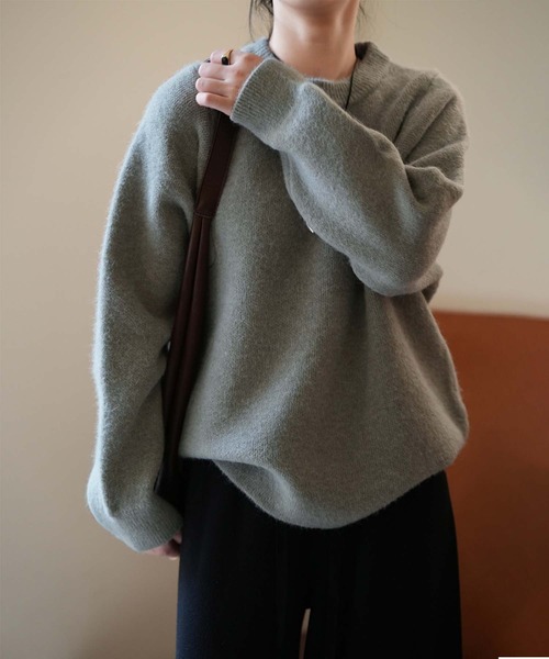 OSYAREVO(オシャレボ)の「クルーネック ニット トップス(ニット/セーター・レディース・チャコール/ブラウン/ベージュ/ネイビー/アイボリー・FREE)」の3枚目の写真