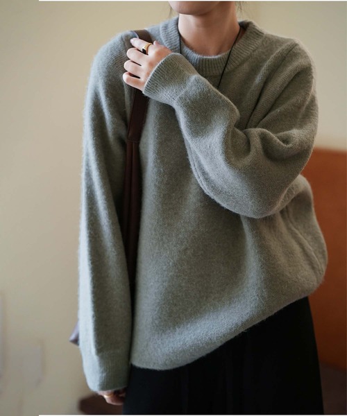 OSYAREVO(オシャレボ)の「クルーネック ニット トップス(ニット/セーター・レディース・チャコール/ブラウン/ベージュ/ネイビー/アイボリー・FREE)」の11枚目の写真