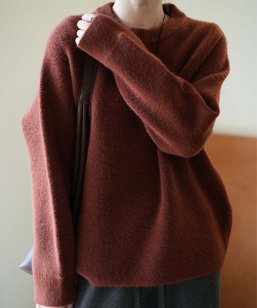 OSYAREVO(オシャレボ)の「クルーネック ニット トップス(ニット/セーター・レディース・チャコール/ブラウン/ベージュ/ネイビー/アイボリー・FREE)」の16枚目の写真