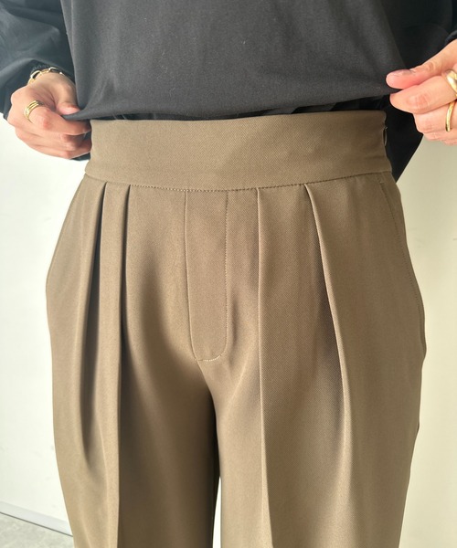 un dix cors(アンディコール)の「2重織2タックワイドパンツ(スラックス・レディース・モカ/ブラック・FREE/S)」の15枚目の写真