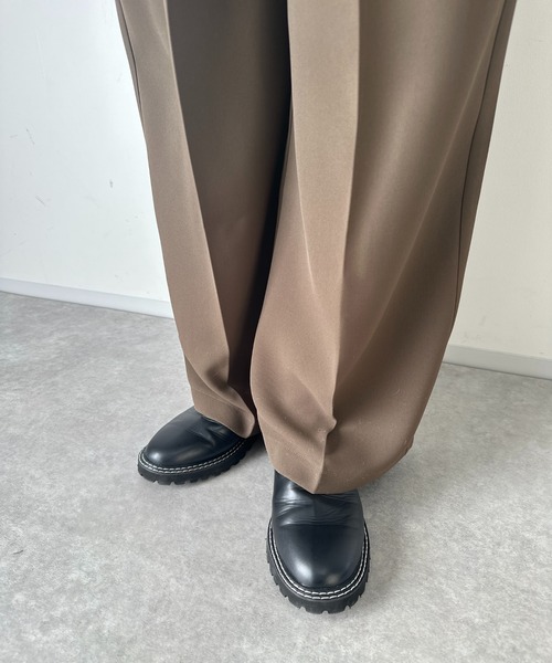 un dix cors(アンディコール)の「2重織2タックワイドパンツ(スラックス・レディース・モカ/ブラック・FREE/S)」の20枚目の写真