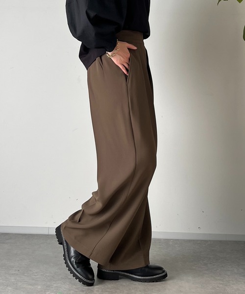 un dix cors(アンディコール)の「2重織2タックワイドパンツ(スラックス・レディース・モカ/ブラック・FREE/S)」の7枚目の写真
