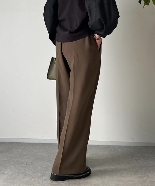 un dix cors(アンディコール)の「2重織2タックワイドパンツ(スラックス・レディース・モカ/ブラック・FREE/S)」の8枚目の写真