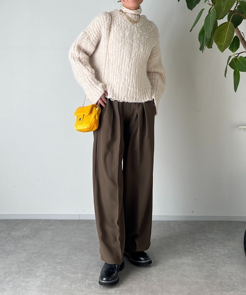 un dix cors(アンディコール)の「2重織2タックワイドパンツ(スラックス・レディース・モカ/ブラック・FREE/S)」の14枚目の写真