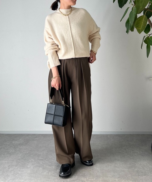 un dix cors(アンディコール)の「2重織2タックワイドパンツ(スラックス・レディース・モカ/ブラック・FREE/S)」の13枚目の写真