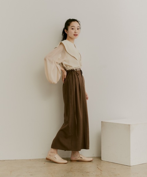 moi tytto（モイテュット）の「ウエストデザインリネンライクスカート（スカート・レディース・ベージュ/ブラウン/ナチュラル・SMALL/MEDIUM）」の19枚目の写真