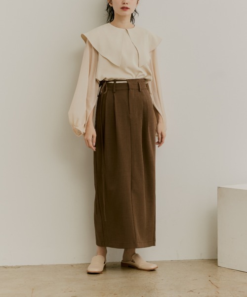 moi tytto（モイテュット）の「ウエストデザインリネンライクスカート（スカート・レディース・ベージュ/ブラウン/ナチュラル・SMALL/MEDIUM）」の20枚目の写真