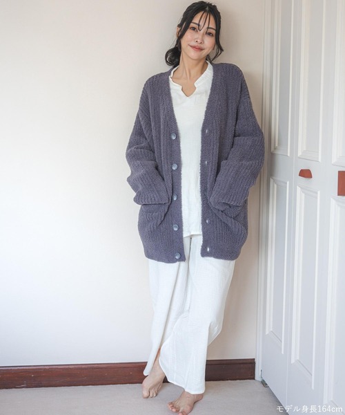 fran de lingerie(フランデランジェリー)の「ふわふわ&さらさらの極上手触りユニセックスが嬉しい楽ちんニット 「パウダーもこ ガウン」 ガウン(ルームウェア/パジャマ・レディース・チャコールグレー/アイボリー/ミント/ピンク系その他/グレイッシュベージュ・M/L)」の18枚目の写真