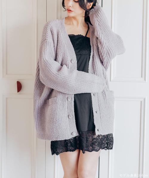 fran de lingerie(フランデランジェリー)の「ふわふわ&さらさらの極上手触りユニセックスが嬉しい楽ちんニット 「パウダーもこ ガウン」 ガウン(ルームウェア/パジャマ・レディース・チャコールグレー/アイボリー/ミント/ピンク系その他/グレイッシュベージュ・M/L)」の19枚目の写真