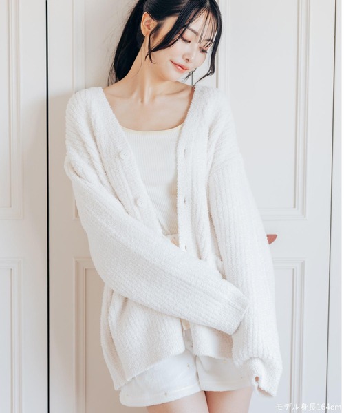 fran de lingerie(フランデランジェリー)の「ふわふわ&さらさらの極上手触りユニセックスが嬉しい楽ちんニット 「パウダーもこ ガウン」 ガウン(ルームウェア/パジャマ・レディース・チャコールグレー/アイボリー/ミント/ピンク系その他/グレイッシュベージュ・M/L)」の20枚目の写真